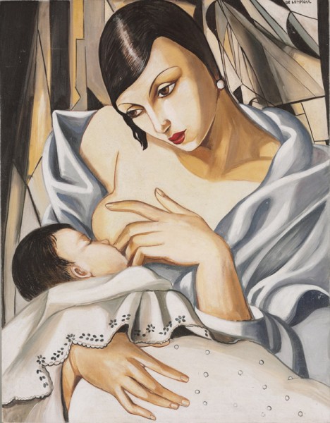 La maternità in un affresco di Mariani affreschi che riprende il dipinto "Mère enfant" di Tamara de Lempicka (1898-1980)