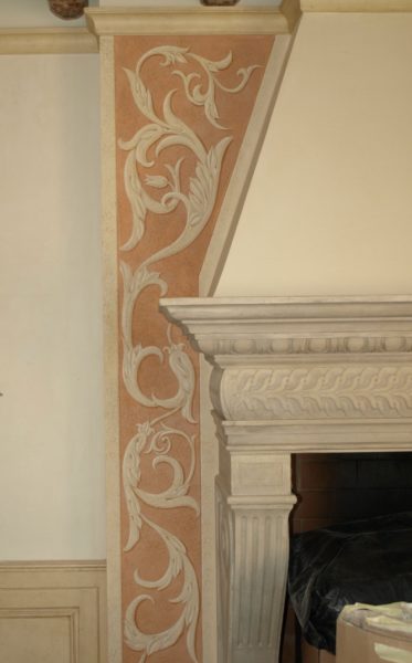 Decoration on the fireplace wall